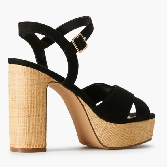 New! Black espadrilles heels shoes summer vacation resortwear spring size 9 - Picture 3 of 10